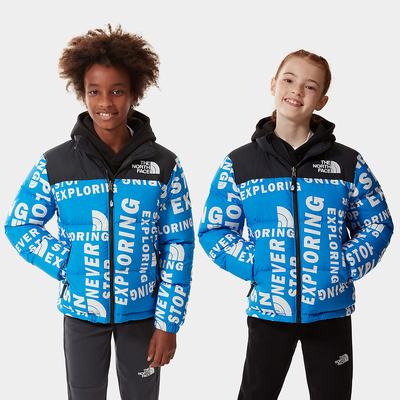 Boys' The North Face 1996 PRINTED RETRO NUPTSE Jackets Blue | US-85017