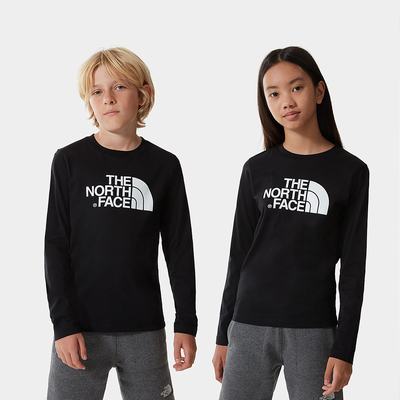 Boys' The North Face Easy Long-Sleeve T Shirts Black White | US-23175