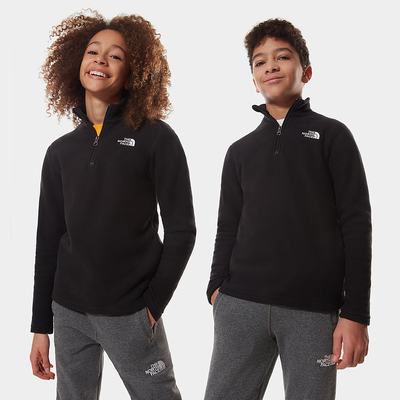 Boys' The North Face Glacier Quarter Zip Fleeces Black White | US-04968