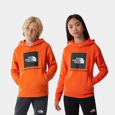 Boys' The North Face New Box Crew Hoodie Red Orange | US-71492