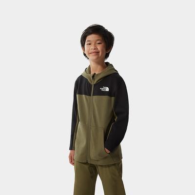 Boys' The North Face SLACKER ZIP-UP Hoodie Olive Green Black | US-12670