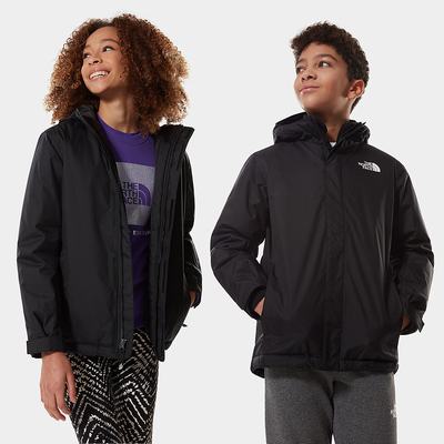 Boys' The North Face Snow Quest Zip-In Jackets Black White | US-31578