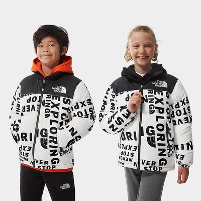 Girls' The North Face 1996 PRINTED RETRO NUPTSE Jackets White | US-07135