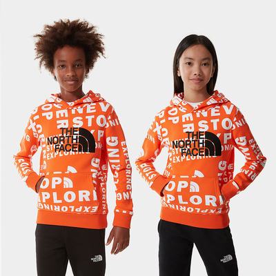 Girls' The North Face DREW PEAK Hoodie Red Orange | US-39061