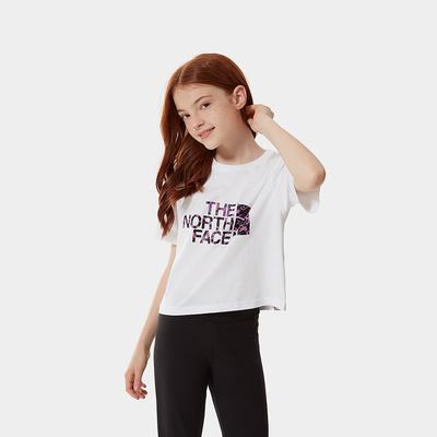 Girls' The North Face EASY CROPPED T Shirts White Black | US-64721