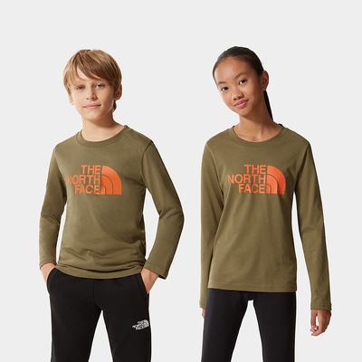 Girls' The North Face Easy Long-Sleeve T Shirts Olive Green | US-08352