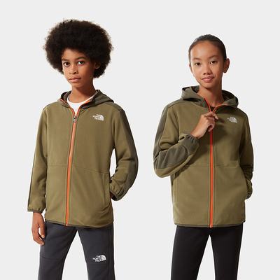 Girls' The North Face Glacier Full-Zip Fleece Hoodie Olive Green | US-69704