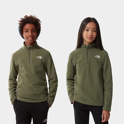 Girls' The North Face Glacier Quarter Zip Fleeces Olive Green | US-82041