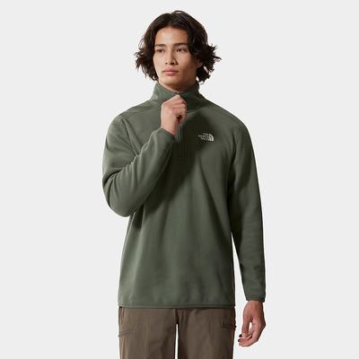 Men's The North Face 100 Glacier Quarter-Zip Fleeces Olive Green | US-10659