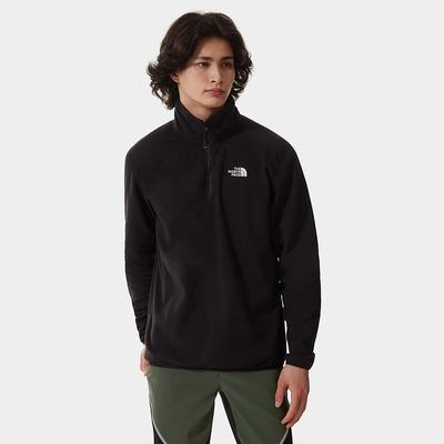 Men's The North Face 100 Glacier Quarter-Zip Fleece Sweatshirt Black | US-13529