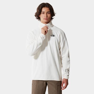 Men's The North Face 100 Glacier Quarter-Zip Fleece Sweatshirt White | US-18643