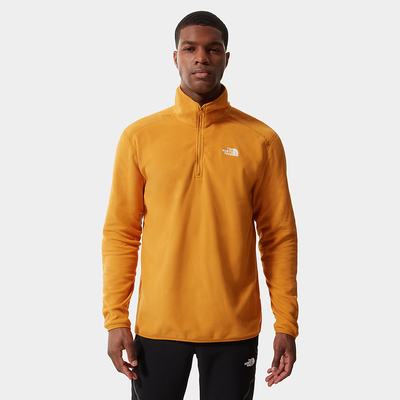 Men's The North Face 100 Glacier Quarter-Zip Fleece Sweatshirt Yellow | US-23609