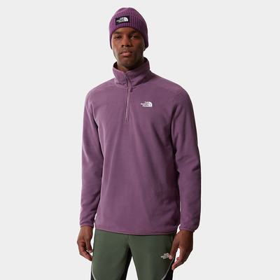 Men's The North Face 100 Glacier Quarter-Zip Fleece Sweatshirt Purple | US-34197