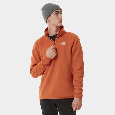 Men's The North Face 100 Glacier Quarter-Zip Fleece Sweatshirt Orange | US-34250