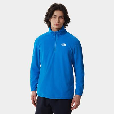 Men's The North Face 100 Glacier Quarter-Zip Fleece Sweatshirt Blue | US-62135