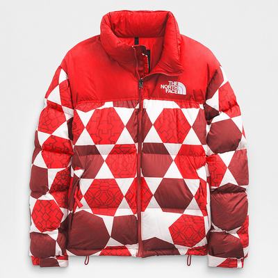 Men's The North Face 1996 PRINTED RETRO NUPTSE Jackets Red | US-08954