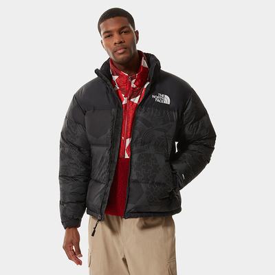 Men's The North Face 1996 PRINTED RETRO NUPTSE Down Jackets Black | US-27894