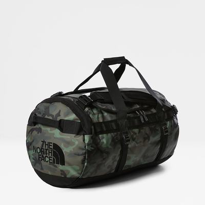 Men's The North Face BASE CAMP DUFFEL - MEDIUM Duffel Bag Camo Black | US-25496