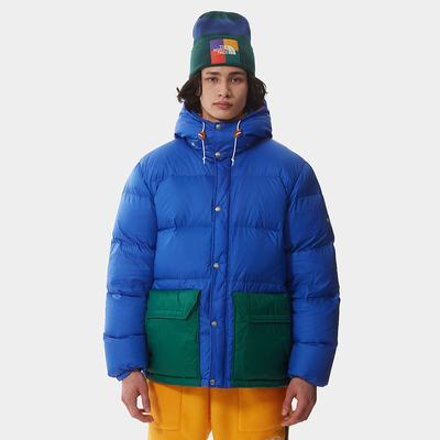 Men's The North Face COLOUR BLOCK SIERRA DOWN Down Jackets Blue Green | US-62594