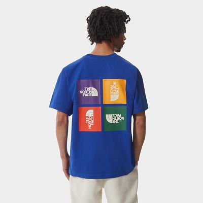 Men's The North Face Colour Block T Shirts Blue | US-56492