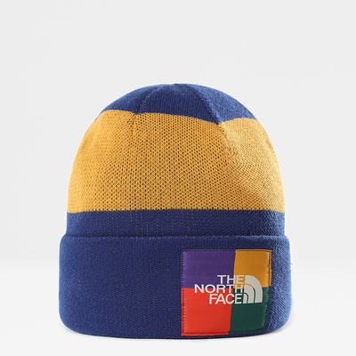 Men's The North Face Colourblock Knitted Beanies Blue | US-91736