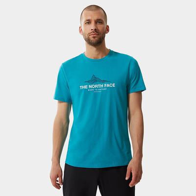 Men's The North Face FOUNDATION GRAPHIC T Shirts Blue | US-14587