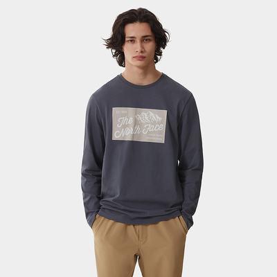 Men's The North Face IMAGE IDEALS LONG-SLEEVE T Shirts Grey | US-89205