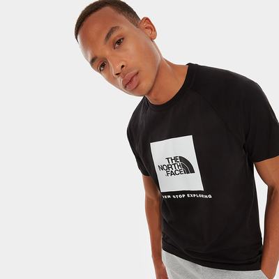 Men's The North Face Raglan Redbox T Shirts Black White | US-87426