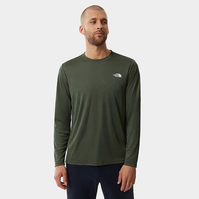 Men's The North Face Reaxion Amp Long-Sleeve T Shirts Olive Green | US-26384