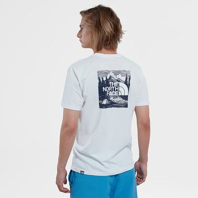 Men's The North Face Redbox Celebration T Shirts White / Navy | US-41258