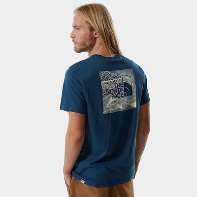 Men's The North Face Redbox Celebration T Shirts Blue | US-65120