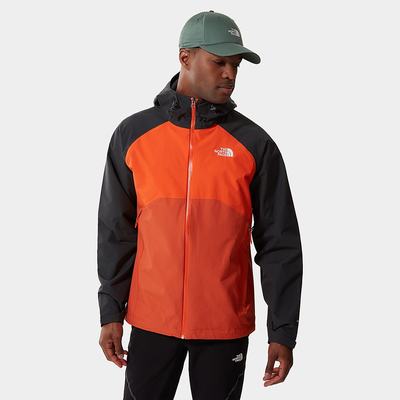 Men's The North Face Stratos Hooded Lightweight Jackets Red Orange Grey | US-41602