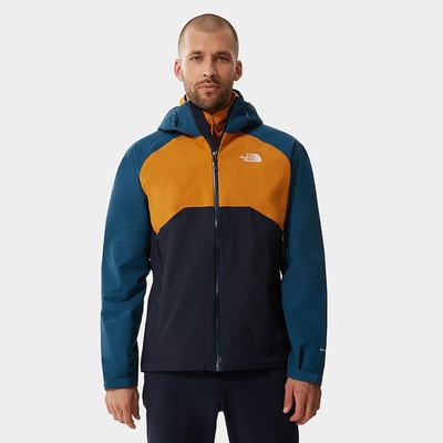 Men's The North Face Stratos Hooded Waterproof Jackets Navy Yellow Blue | US-45816