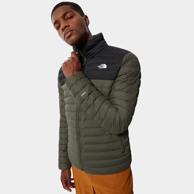 Men's The North Face Stretch Down Jackets Green Black | US-02359