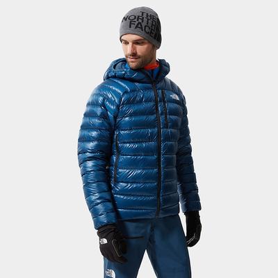 Men's The North Face Summit Hooded Down Jackets Blue Turquoise | US-48903