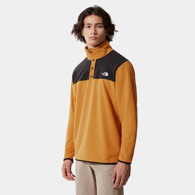 Men's The North Face TKA Glacier Snap-Neck Fleeces Yellow Black | US-46730