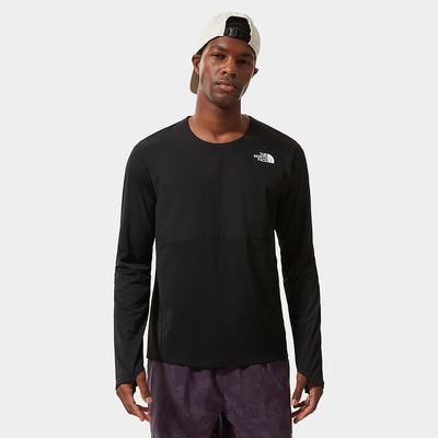 Men's The North Face TRUE RUN LONG-SLEEVE T Shirts Black | US-75948