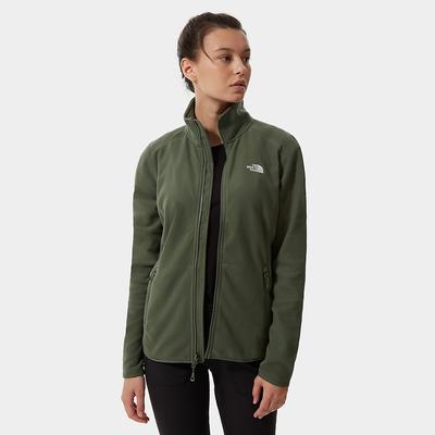 Women's The North Face 100 Glacier Full-Zip Fleece Sweatshirt Olive Green | US-65784