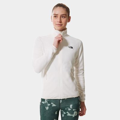 Women's The North Face 100 Glacier Full-Zip Fleece Sweatshirt White | US-91403