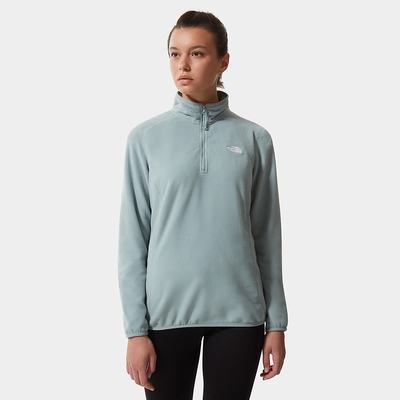 Women's The North Face 100 Glacier Quarter-Zip Fleece Sweatshirt Silver Blue | US-02365