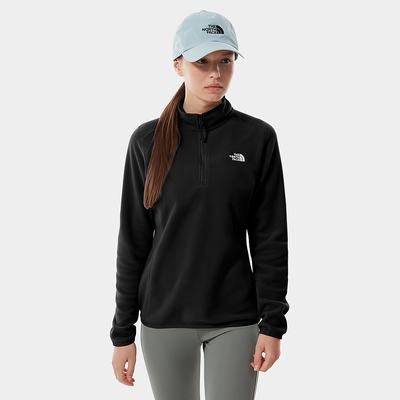 Women's The North Face 100 Glacier Quarter Zip Fleece Sweatshirt Black | US-14769