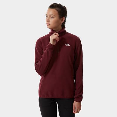 Women's The North Face 100 Glacier Quarter-Zip Fleece Sweatshirt Red | US-31729