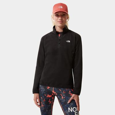 Women's The North Face 100 Glacier Quarter-Zip Fleeces Black | US-61850