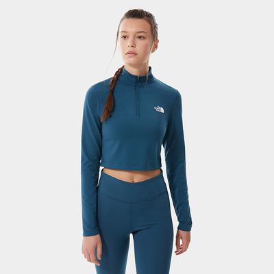 Women's The North Face Crop Zip Through Fleece T Shirts Blue | US-01782