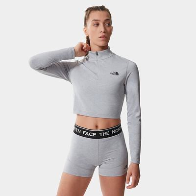 Women's The North Face Crop Zip Through Fleece T Shirts Light Grey | US-75189