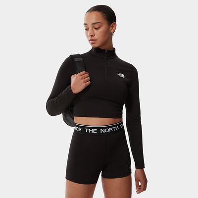 Women's The North Face Crop Zip Through Fleece T Shirts Black | US-89341