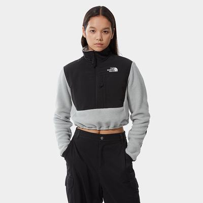 Women's The North Face Cropped Denali Fleece Sweatshirt Light Grey | US-05831