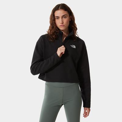 Women's The North Face Cropped Glacier Fleece Sweatshirt Black | US-35720