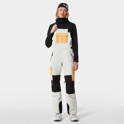 Women's The North Face DRAGLINE BIB Pants White Black | US-29815