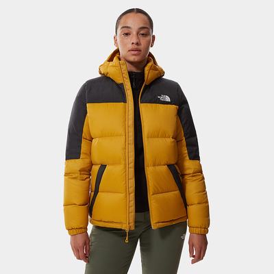 Women's The North Face Diablo Hooded Down Jackets Yellow Black | US-98145